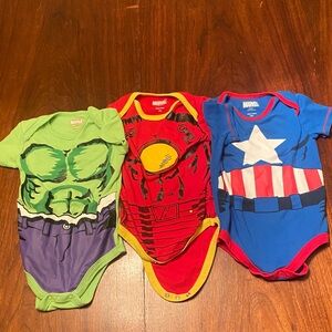 Marvel Superhero Bodysuit Trio - Green, Red, Blue